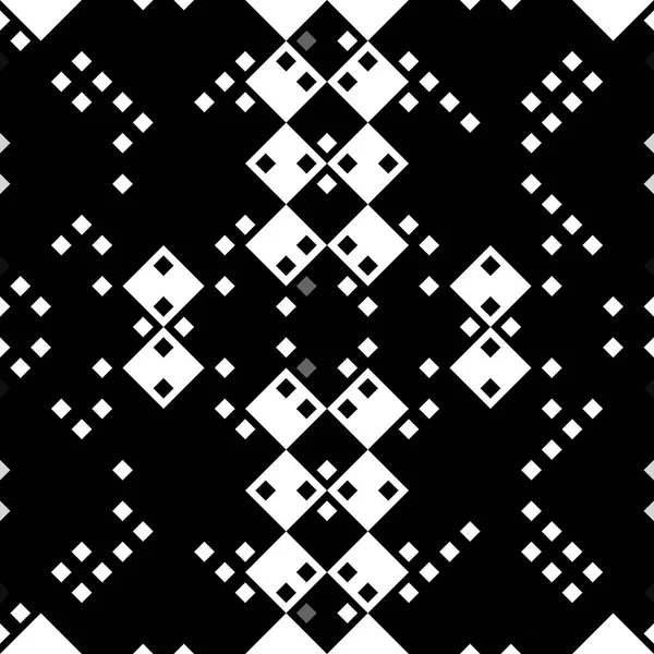 モノクロームピクセルのシームレスなパターン デジタル背景のためのレトロなスタイルで幾何レトロなデザイン — ストック写真