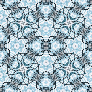 Kış grunge dokusu, kır evi tarzı örülmüş tekstil için pürüzsüz desen. Mavi duotone scandi yüzey tasarımı tekrarla