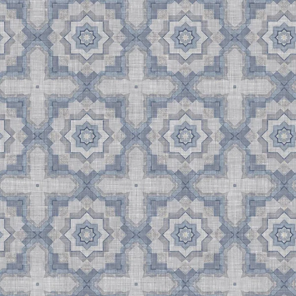 Traditional Grey Mosaic Seamless Pattern Print Fabric Effect Mexican Patchwork — Zdjęcie stockowe