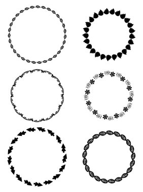 Çiçek desenli çelenk çizimi. Botanik düğün davetiyesi için antika vektör çerçevesinin vektör koleksiyonu