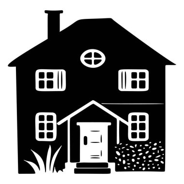 Çiftlik yeri tarzı şirin kır evi motifi. Kırsal evlerin ilginç illüstrasyonları