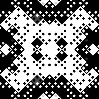 Monokrom piksel dikişsiz desen. Dijital arkaplan için retro biçiminde Geometrik retro tasarımı