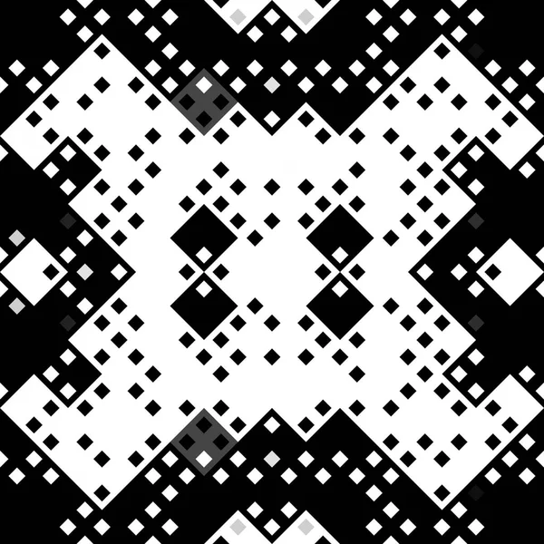 モノクロームピクセルのシームレスなパターン デジタル背景のためのレトロなスタイルで幾何レトロなデザイン — ストック写真