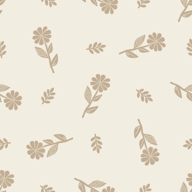 Garip çiçekli lino motif vektör desenini kesti. Skandi arkaplanı için kaprisli yaprak tasarımının kusursuz dekorasyonu