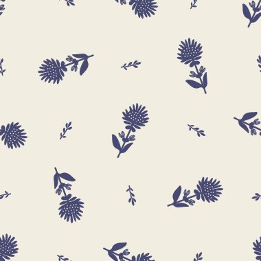 Garip çiçekli lino motif vektör desenini kesti. Modern arkaplan için kaprisli yaprak tasarımının kusursuz dekorasyonu.