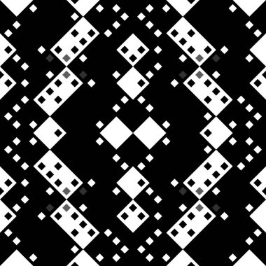 Monokrom piksel dikişsiz desen. Dijital arkaplan için retro biçiminde Geometrik retro tasarımı