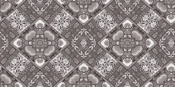 Country Cottage Grey Retro Damask Seamless Border Tone French Style — 스톡 사진