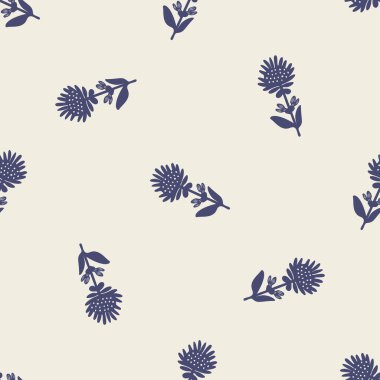 Garip çiçekli lino motif vektör desenini kesti. Modern arkaplan için kaprisli yaprak tasarımının kusursuz dekorasyonu.