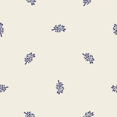 Erkeksi blok baskısı orman ağacı vektör deseni. Kırsal fayanslar için pürüzsüz açık orman organik stili