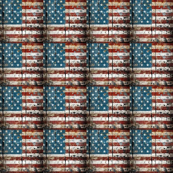 Rustic Americana Seamless Pattern Traditional Red White Blue Colors Modern — Stock Photo, Image