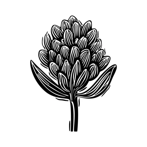 Linotipo Floral Caprichosa Ilustración Vectorial Diseño Hecho Mano Gráfico Follaje — Vector de stock