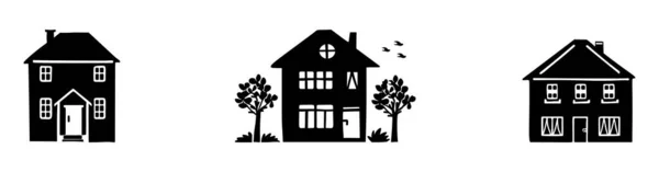 Ensemble Motif Rustique Cottage Dans Style Vintage Homestead Illustration Vectorielle — Image vectorielle