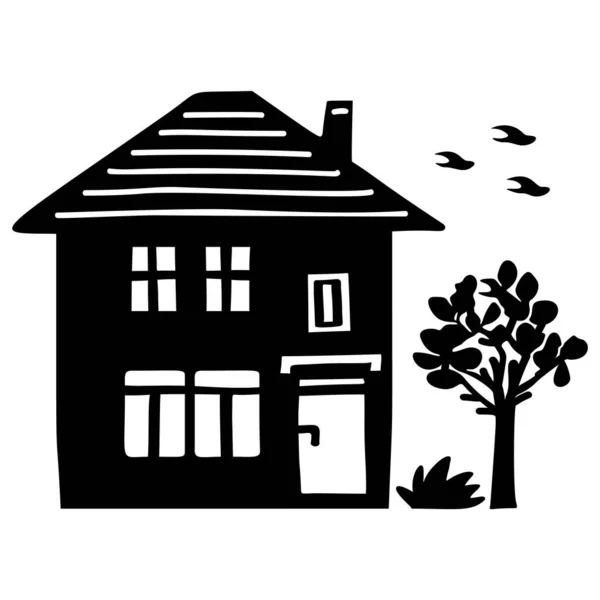 Mignon Motif Rustique Cottage Dans Style Vintage Homestead Illustration Vectorielle — Image vectorielle