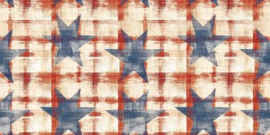 Kırsal amerikan sınırları geleneksel kırmızı, beyaz ve mavi renklerle. Modern ve eğlenceli, büyük kır evi dekorasyonu, halk sanatı modası, tekstil ve 4 Temmuz kupür defteri.