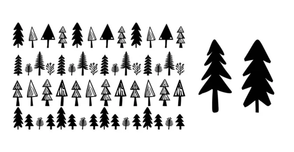 Scandi Bannière Arbre Des Bois Dans Style Sourcil Bas Frontières — Image vectorielle