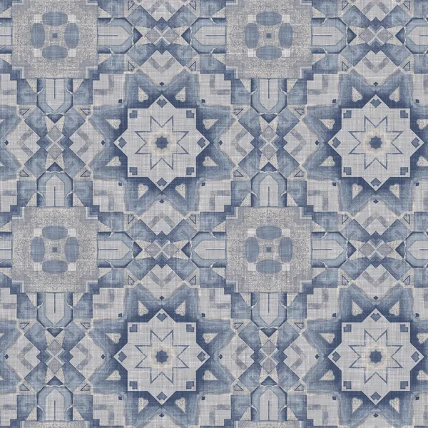 Traditional Grey Mosaic Seamless Pattern Print Fabric Effect Mexican Patchwork — Stockfoto
