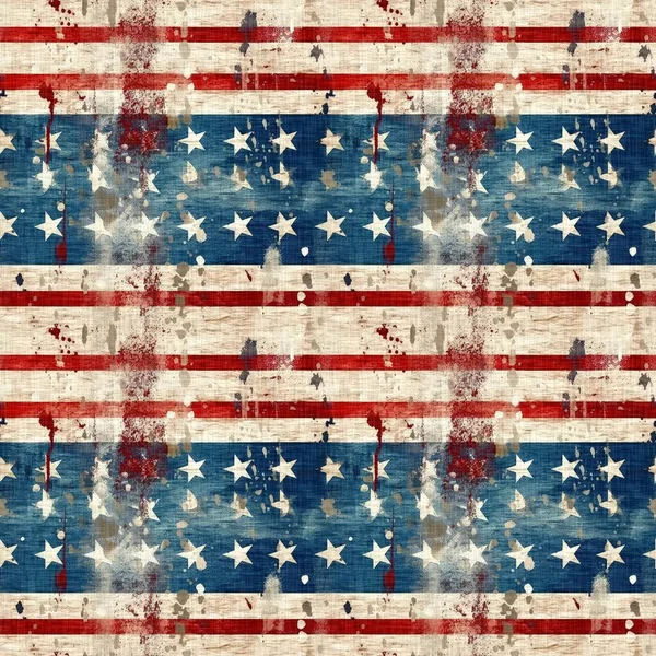 Rustic Americana Seamless Pattern Traditional Red White Blue Colors Modern — Stock Photo, Image