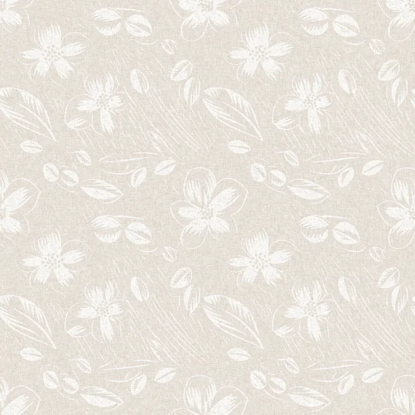 Dezente Rustikale Eleganz Hochzeit Floralen Block Print Leinen Nahtlosen Muster — Stockfoto