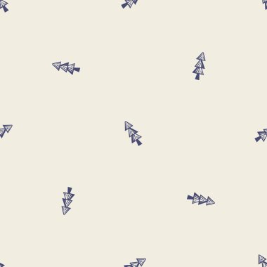 Erkeksi blok baskısı orman ağacı vektör deseni. Kırsal fayanslar için pürüzsüz açık orman organik stili