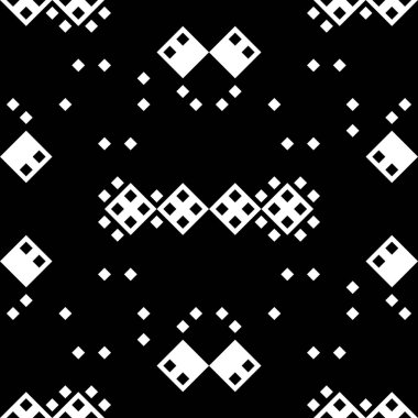 Monokrom piksel dikişsiz desen. Dijital arkaplan için retro biçiminde Geometrik retro tasarımı