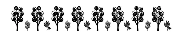 Дерево Скандинавских Лесов Баннере Выделено Белом Фоне Монохромные Элементы Картона — стоковый вектор