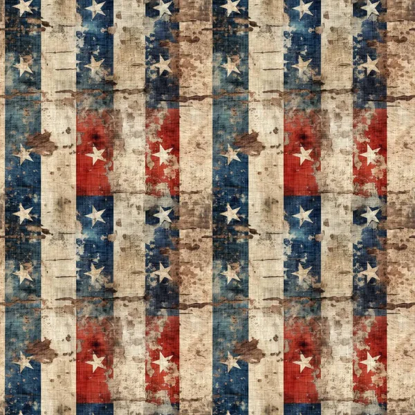 Rustykalny Amerykański Bezszwowy Wzór Tradycyjnych Kolorach Czerwonym Białym Niebieskim Nowoczesny — Zdjęcie stockowe