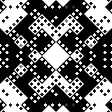 Monokrom piksel dikişsiz desen. Dijital arkaplan için retro biçiminde Geometrik retro tasarımı