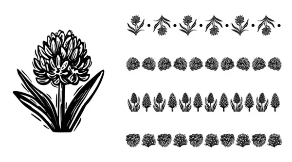 Scandi Garden Sprig Floral Banner Χαμηλό Ύφος Περίεργος Φύση Σύνορα — Διανυσματικό Αρχείο