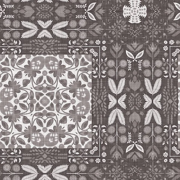 Country Cottage Grey Intricate Damask Seamless Pattern Tone French Style — Φωτογραφία Αρχείου