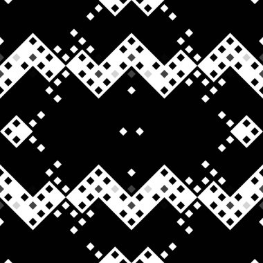 Monokrom piksel dikişsiz desen. Dijital arkaplan için retro biçiminde Geometrik retro tasarımı
