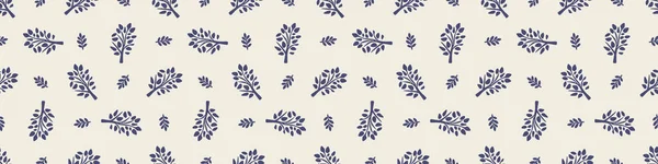 Drôle Forêt Arbre Bleu Motif Vectoriel Bordure Décoration Sans Couture — Image vectorielle