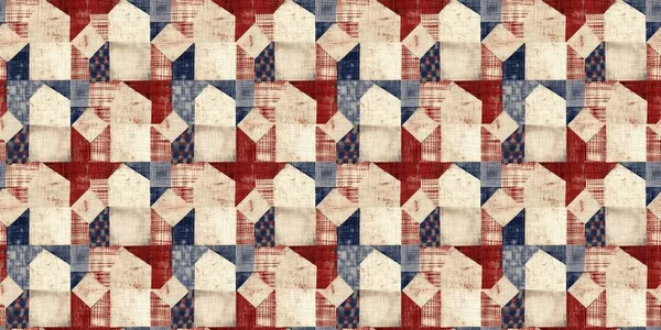 Rustieke Americana Naadloos Lint Traditionele Rode Witte Blauwe Kleuren Modern — Stockfoto