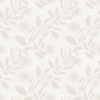 Kaba ve zarif düğün çiçekleri desenli keten desenli. Beyaz tondaki beyaz pamuk rengi çiçek arkaplanının her yerinde