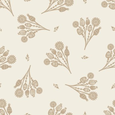 Tuhaf çiçekli gül linosu motif vektör desenini kesiyor. Skandi arkaplanı için kaprisli yaprak tasarımının kusursuz dekorasyonu