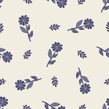 Garip çiçekli lino motif vektör desenini kesti. Modern arkaplan için kaprisli yaprak tasarımının kusursuz dekorasyonu.