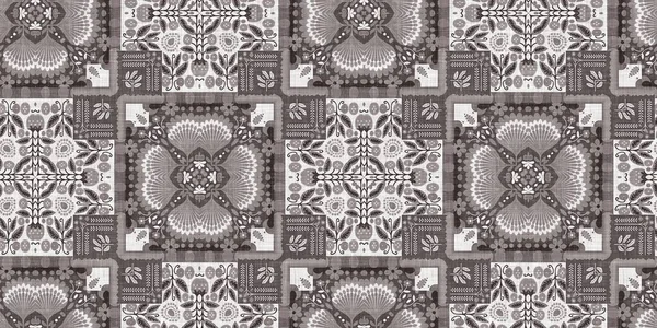 Country Cottage Grey Intricate Damask Seamless Border Tone French Style — Stockfoto