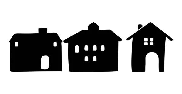 ホームステッド ヴィンテージスタイルの素朴なコテージモチーフのセット 気まぐれな田舎の家のベクトルイラスト — ストックベクタ