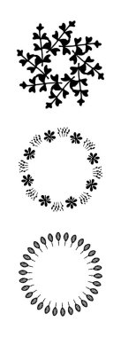 Çiçek desenli çelenk çizimi. Botanik düğün davetiyesi için antika vektör çerçevesinin vektör koleksiyonu