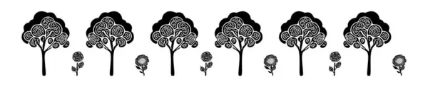 Scandi Lesní Strom Ilustruje Banneru Izolované Bílém Pozadí Monochromatické Kartonové — Stockový vektor