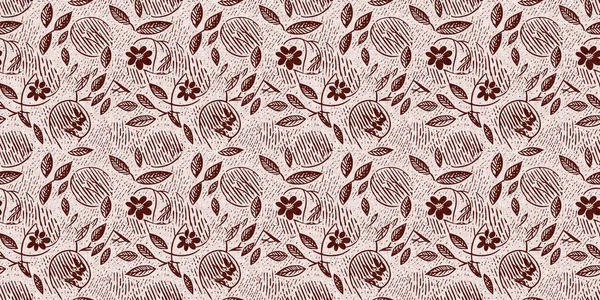Maroon Vermelho País Floral Blockprint Linho Sem Costura Fronteira Impressão — Fotografia de Stock