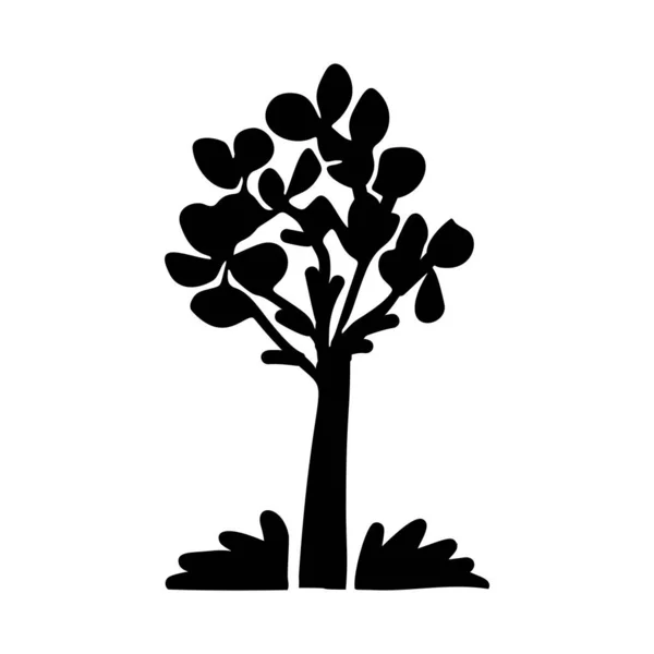 Linocut树设计元素为矢量丑闻风格 黑白森林符号 — 图库矢量图片