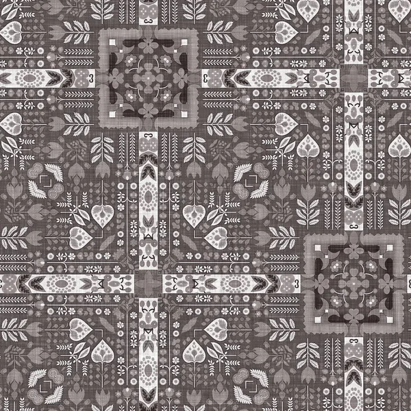 Country Cottage Grey Intricate Damask Seamless Pattern Tone French Style — Stock Photo, Image