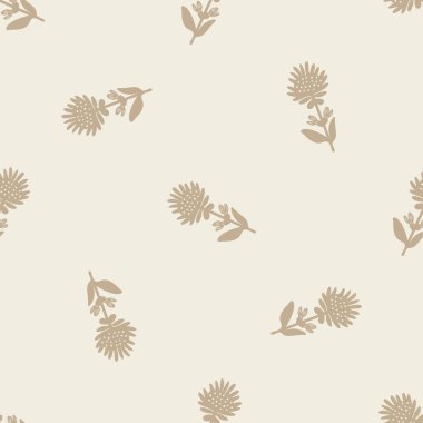 Garip çiçekli lino motif vektör desenini kesti. Skandi arkaplanı için kaprisli yaprak tasarımının kusursuz dekorasyonu