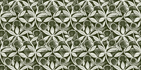 森林緑の国の花の版画リネンシームレスな境界線 フランスのコテージの印刷インテリア綿効果花布和紙テープ — ストック写真