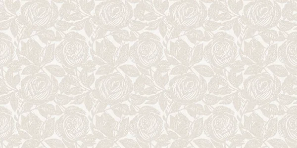 Subtle Rustic Elegance Wedding Floral Block Print Linen Seamless Border — Stock Photo, Image