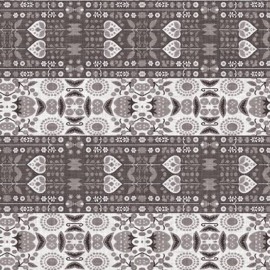 Country cottage grey intricate damask seamless pattern. 2 Tone french style background. Simple rustic fabric textile for shabby chic patchwork