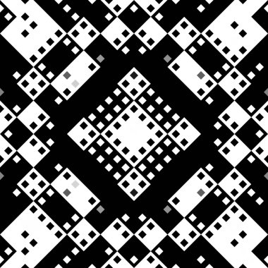 Monokrom piksel dikişsiz desen. Dijital arkaplan için retro biçiminde Geometrik retro tasarımı