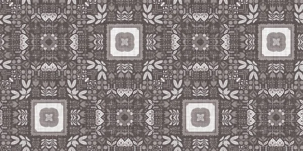 Country Cottage Grey Intricate Damask Seamless Border Tone French Style — 图库照片