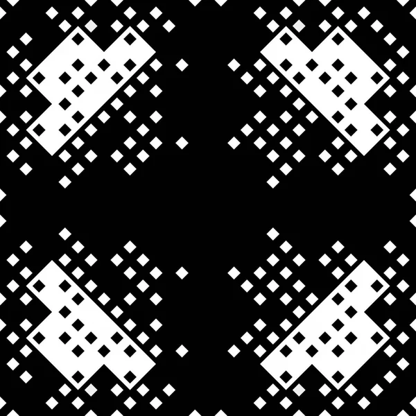 Монохромний Безшовний Візерунок Пікселя Геометричний Ретро Дизайн Стилі Ретро Цифрового — стокове фото