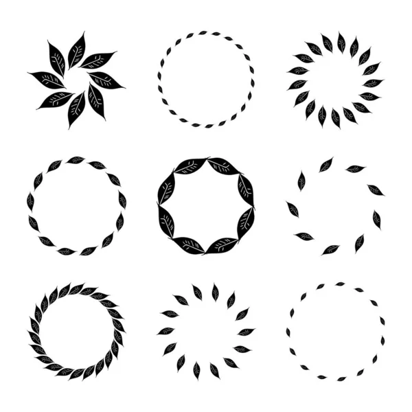 Collectie Van Bloemen Nordic Decoratieve Frames Geïsoleerd Witte Achtergrond Groep — Stockvector